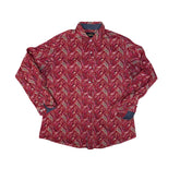 Vintage Y2K Cremieux Men's L Red Paisley Long Sleeve Button Down Crazy Ugly Shirt
